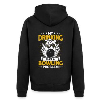 My Drinking Team Has A Bowling Problem - Unisex Premium Bio Zip Hoodie - Schwarz - Hinten - Nico (187cm)