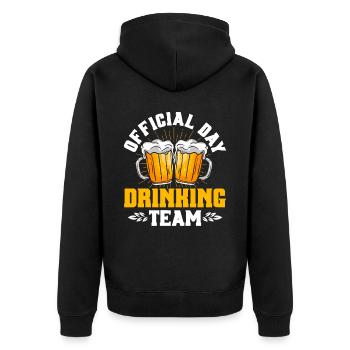 Official Day Drinking Team - Unisex Premium Organic Zip Hoodie - black - Back - Nico (187cm)