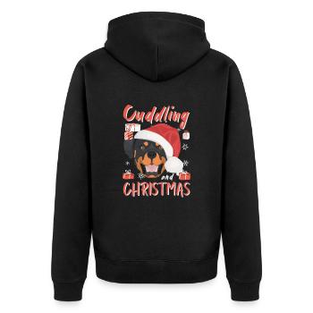 Rottweiler Frohe Weihnachten - Unisex Premium Bio Zip Hoodie - Schwarz - Hinten - Nico (187cm)