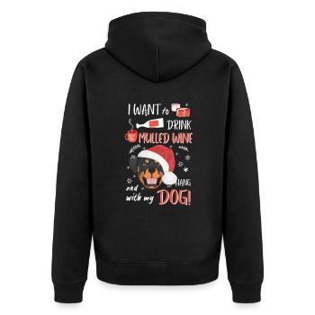 Rottweiler vin chaud Noël - Veste à capuche bio Premium Unisexe - noir - Dos - Nico (187cm)