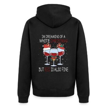 I'm Dreaming of a White Christmas but Red is also - Unisex Premium Bio Zip Hoodie - Schwarz - Hinten - Nico (187cm)