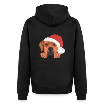 Rhodesian Ridgeback Frohe Weihnachten - Unisex Premium Bio Zip Hoodie - Schwarz - Hinten - Nico (187cm)