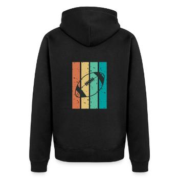 Rugby team sport retro - Unisex Premium Organic Zip Hoodie - black - Back - Nico (187cm)