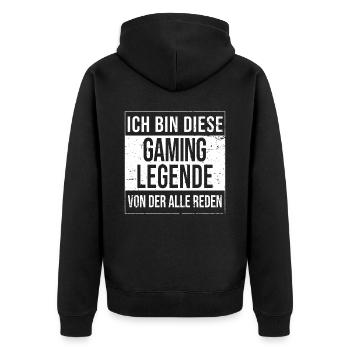 Gamer-PC Konsolen-Zocker Geburtstag geboren - Unisex Premium Bio Zip Hoodie - Schwarz - Hinten - Nico (187cm)