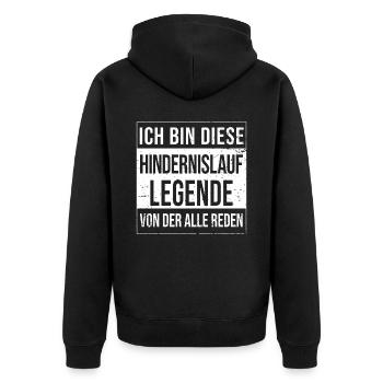 Parkour Hindernisläufer geboren Legende - Unisex Premium Bio Zip Hoodie - Schwarz - Hinten - Nico (187cm)
