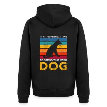 Lustiges Hundespruch Design - Unisex Premium Bio Zip Hoodie - Schwarz - Hinten - Nico (187cm)