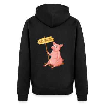 Eat Pizza Vegan Vegan Food Animal Motif - Unisex Premium Organic Zip Hoodie - black - Back - Nico (187cm)