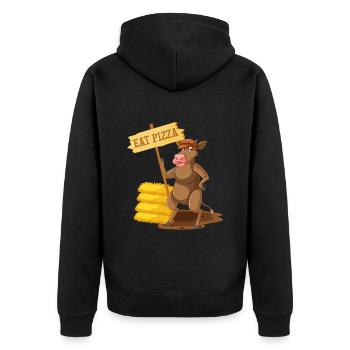 Eat Pizza Vegan Vegan Food Animal Motif - Unisex Premium Organic Zip Hoodie - black - Back - Nico (187cm)