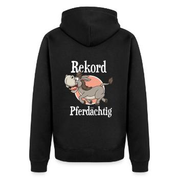 Rekord Pferdächtig lustiges Pferde Motiv - Unisex Premium Bio Zip Hoodie - Schwarz - Hinten - Nico (187cm)