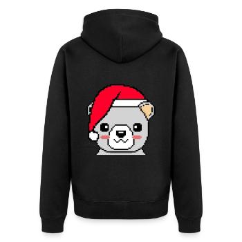 Polar bear pixelated Christmas - Funny Polar Bear - Unisex Premium Organic Zip Hoodie - black - Back - Nico (187cm)