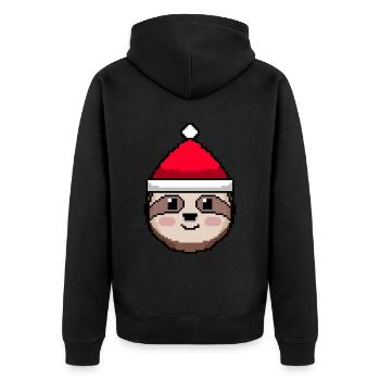 Sloth pixelated Christmas - Funny Sloth - Unisex Premium Organic Zip Hoodie - black - Back - Nico (187cm)