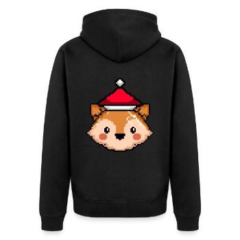 Fuchs verpixelt Weihnachten - Lustige Fuchs - Unisex Premium Bio Zip Hoodie - Schwarz - Hinten - Nico (187cm)
