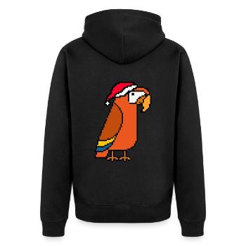 Papagei verpixelt Weihnachten - Lustiger Papagei - Unisex Premium Bio Zip Hoodie - Schwarz - Hinten - Nico (187cm)
