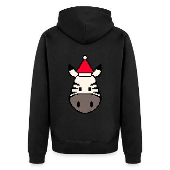 Zebra verpixelt Weihnachten - Lustige Zebra - Unisex Premium Bio Zip Hoodie - Schwarz - Hinten - Nico (187cm)