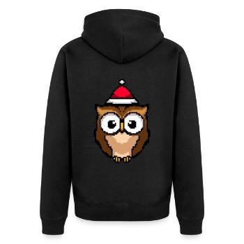 Owl Pixelated Christmas - Funny Owl - Unisex Premium Organic Zip Hoodie - black - Back - Nico (187cm)