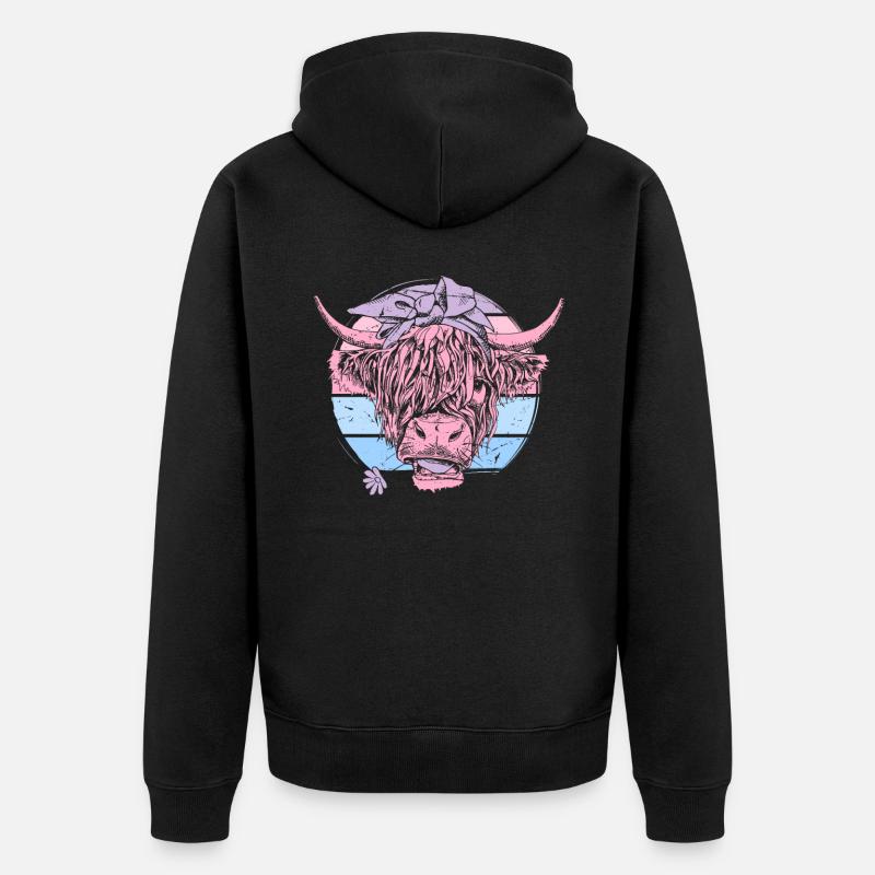 Highland écossais Highland Cattle Highland - Veste à capuche bio Premium Unisexe - noir