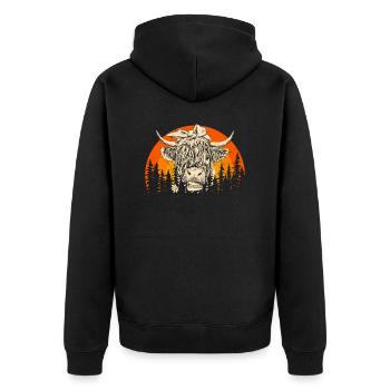 Scottish Highland Highland Cattle Highland - Unisex Premium Organic Zip Hoodie - black - Back - Nico (187cm)