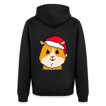Guinea Pig Pixel Merry Christmas - Unisex Premium Organic Zip Hoodie - black - Back - Nico (187cm)