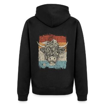 Scottish Highland Highland Cattle Highland - Unisex Premium Organic Zip Hoodie - black - Back - Nico (187cm)