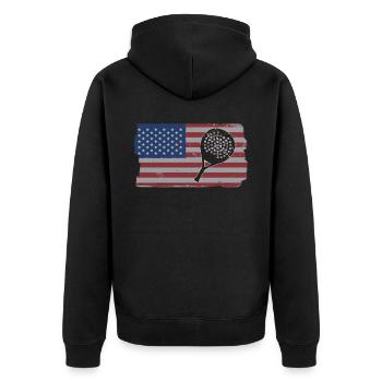Padel Tennis - Unisex Premium Bio Zip Hoodie - Schwarz - Hinten - Nico (187cm)