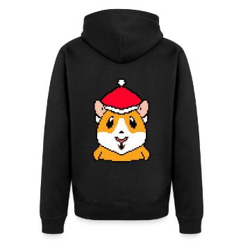 Hamster verpixelte Weihnachten - Lustige Hamster - Unisex Premium Bio Zip Hoodie - Schwarz - Hinten - Nico (187cm)