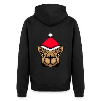 Kamel verpixelt Weihnachten - Lustige Kamel - Unisex Premium Bio Zip Hoodie - Schwarz - Hinten - Nico (187cm)