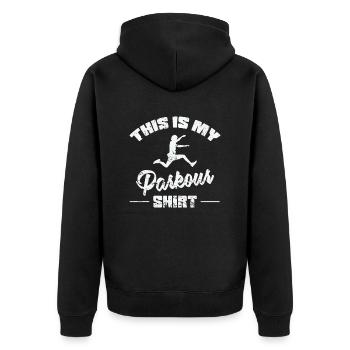 Ceci est mon entraînement sportif Parkour Tee - Veste à capuche bio Premium Unisexe - noir - Dos - Nico (187cm)