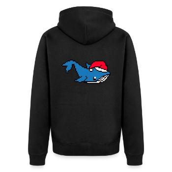 Blue Whale Pixelated Christmas - Funny Blue Whale - Unisex Premium Organic Zip Hoodie - black - Back - Nico (187cm)