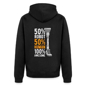 Prothèse de jambe 50% Robot 50% Humain 100% Génial - Veste à capuche bio Premium Unisexe - noir - Dos - Nico (187cm)