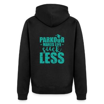Le parkour rend la vie moins nue L’entraînement sportif - Veste à capuche bio Premium Unisexe - noir - Dos - Nico (187cm)