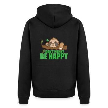 Don't Hurry Be Happy Sloth Lazy - Unisex Premium Organic Zip Hoodie - black - Back - Nico (187cm)