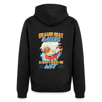 Dragon Boat Racers Always Make Me Wet - Unisex Premium Bio Zip Hoodie - Schwarz - Hinten - Nico (187cm)