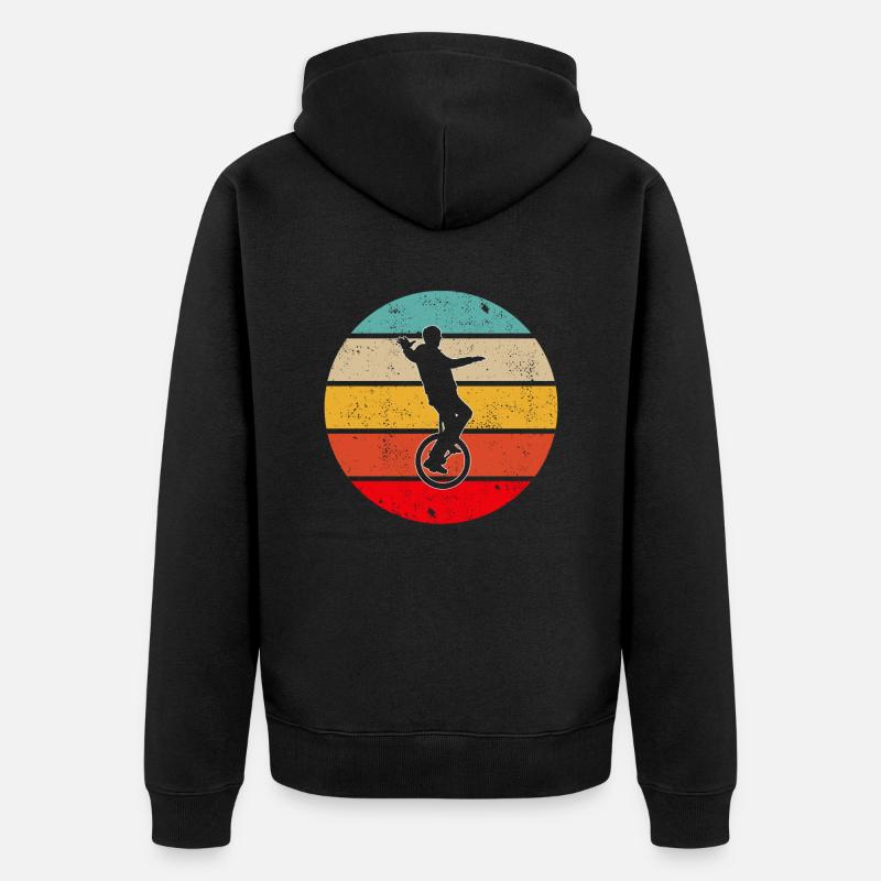 Einrad Retro - Unisex Premium Bio Zip Hoodie - Schwarz