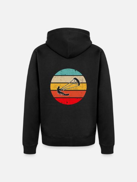 Kite Surfen Retro - Unisex Premium Bio Zip Hoodie - Schwarz