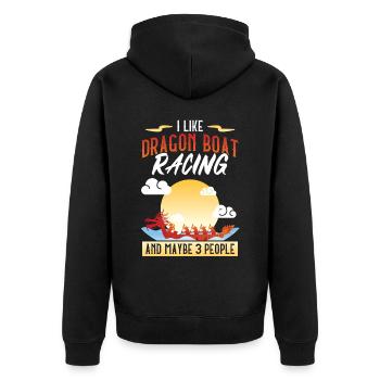 I Like Dragon Boat Racing And Maybe 3 People - Unisex Premium Bio Zip Hoodie - Schwarz - Hinten - Nico (187cm)