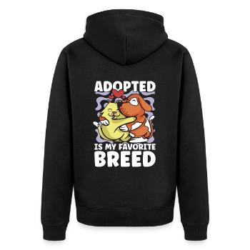 Abandoned Pets Adopted Is My Shelters Animal Lover - Unisex Premium Organic Zip Hoodie - black - Back - Nico (187cm)