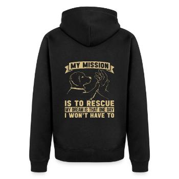 Abandoned Pets My Mission Is To Adopt Animal Lover - Unisex Premium Organic Zip Hoodie - black - Back - Nico (187cm)