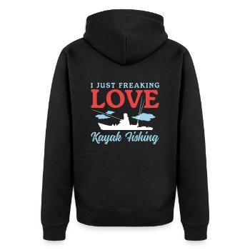 Kayak Fishing Kayaker Kayaking Angler Gift - Unisex Premium Organic Zip Hoodie - black - Back - Nico (187cm)