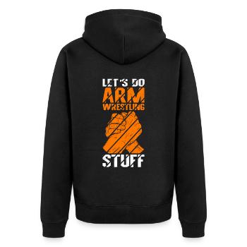 Arm Wrestling Armwrestling | Armdrücken Geschenk - Unisex Premium Bio Zip Hoodie - Schwarz - Hinten - Nico (187cm)