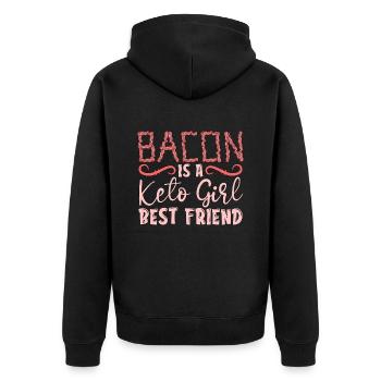 Ketogenic Diet Bacon Is A Keto Girl's Ketosis Keto - Unisex Premium Bio Zip Hoodie - Schwarz - Hinten - Nico (187cm)