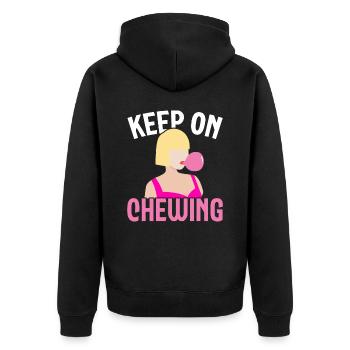 Keep on Chewing Bubble Gum Lover Kaugummi Essen - Unisex Premium Bio Zip Hoodie - Schwarz - Hinten - Nico (187cm)