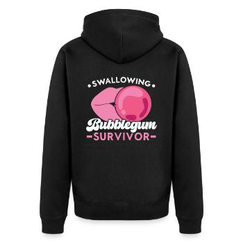 Kaugummi-Überlebender-Kaugummi-Liebhaber schlucken - Unisex Premium Bio Zip Hoodie - Schwarz - Hinten - Nico (187cm)