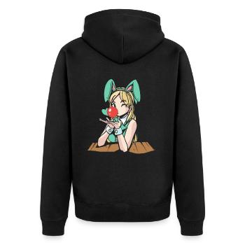Kaugummi-Liebhaber Kaugummi Kaugummi Essen - Unisex Premium Bio Zip Hoodie - Schwarz - Hinten - Nico (187cm)