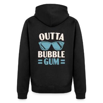 Outta Kaugummi-Liebhaber-Kaugummi-Gummi-Nahrung - Unisex Premium Bio Zip Hoodie - Schwarz - Hinten - Nico (187cm)