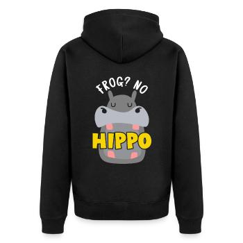 Frosch? Kein Nilpferd-Tier-Nilpferd-Liebhaber - Unisex Premium Bio Zip Hoodie - Schwarz - Hinten - Nico (187cm)