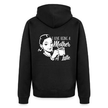 J'aime être une mère Un café au café au lait - Veste à capuche bio Premium Unisexe - noir - Dos - Nico (187cm)