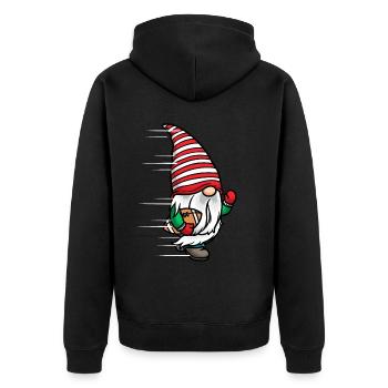Weihnachtszwerg Weihnachten Wichtel Football - Unisex Premium Bio Zip Hoodie - Schwarz - Hinten - Nico (187cm)