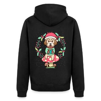 Maltipoo dog on mushroom Christmas wreath Christmas - Unisex Premium Organic Zip Hoodie - black - Back - Nico (187cm)