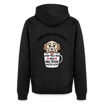 Kaffee Und Maltipoo Hund - Unisex Premium Bio Zip Hoodie - Schwarz - Hinten - Nico (187cm)