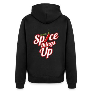 Vegan Life - Spice Things Up - Go Vegan - Unisex Premium Organic Zip Hoodie - black - Back - Nico (187cm)